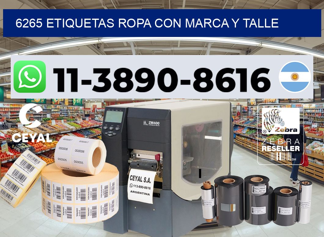6265 Etiquetas ropa con marca y talle