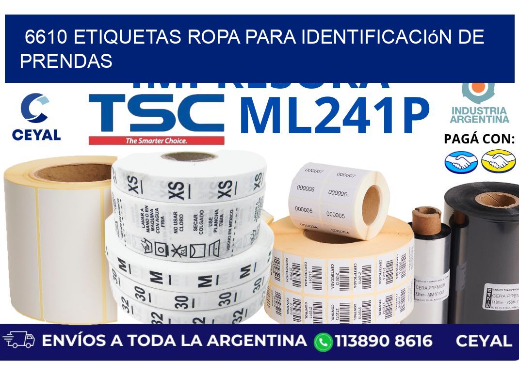6610 Etiquetas ropa para identificación de prendas