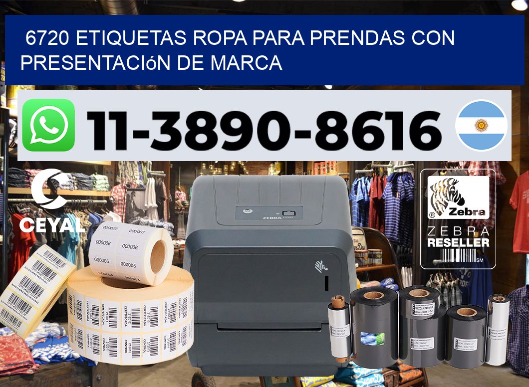 6720 Etiquetas ropa para prendas con presentación de marca
