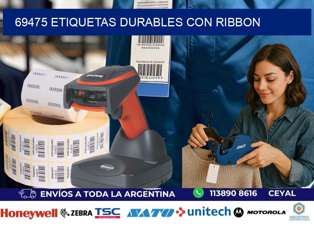 69475 etiquetas durables con ribbon