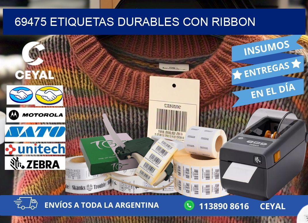 69475 etiquetas durables con ribbon