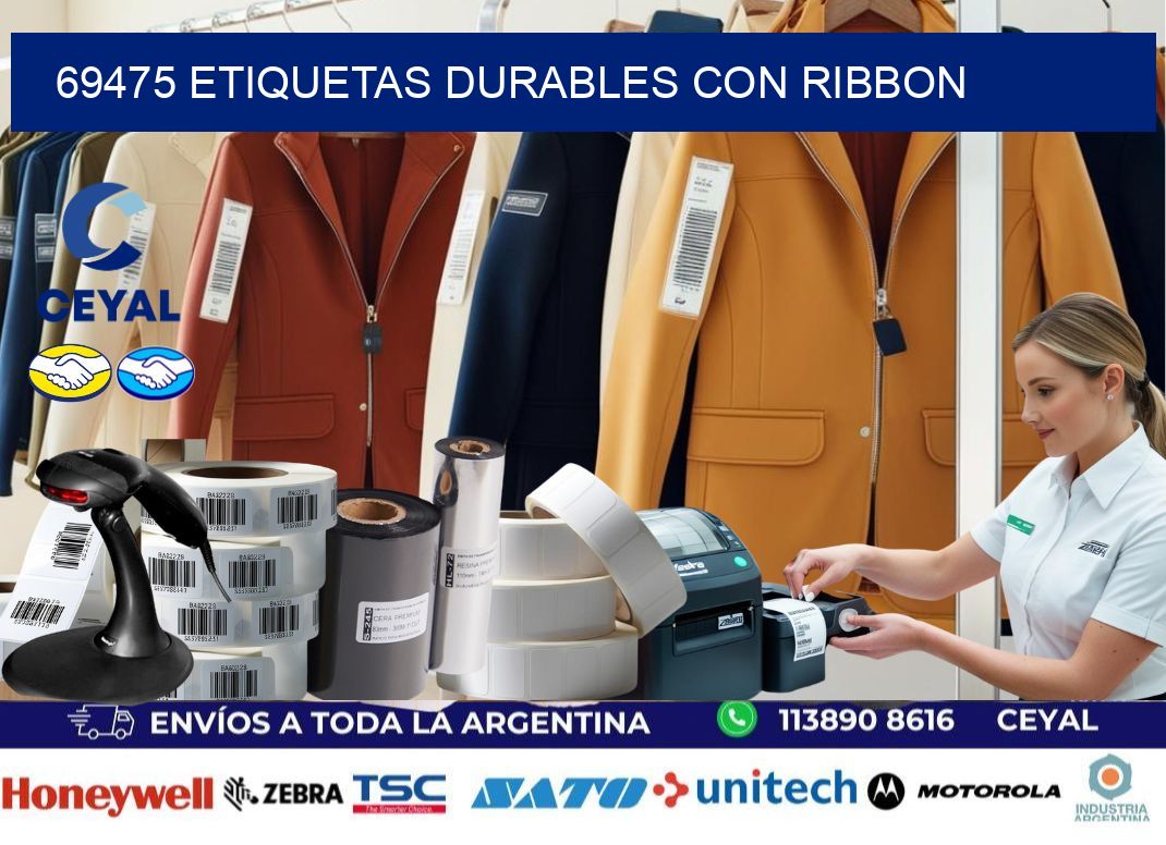 69475 etiquetas durables con ribbon