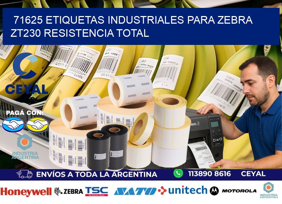 71625 etiquetas industriales para zebra zt230 resistencia total