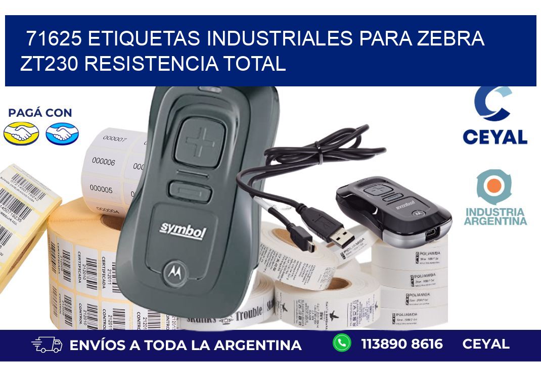 71625 etiquetas industriales para zebra zt230 resistencia total