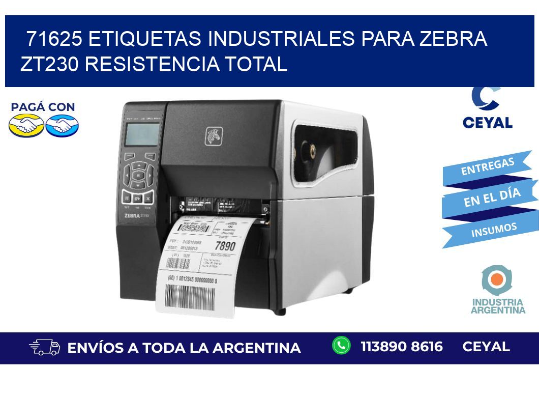 71625 etiquetas industriales para zebra zt230 resistencia total