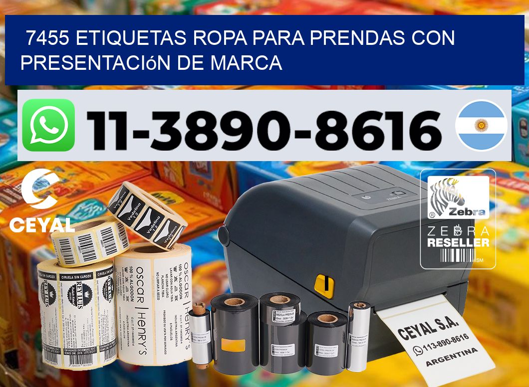 7455 Etiquetas ropa para prendas con presentación de marca