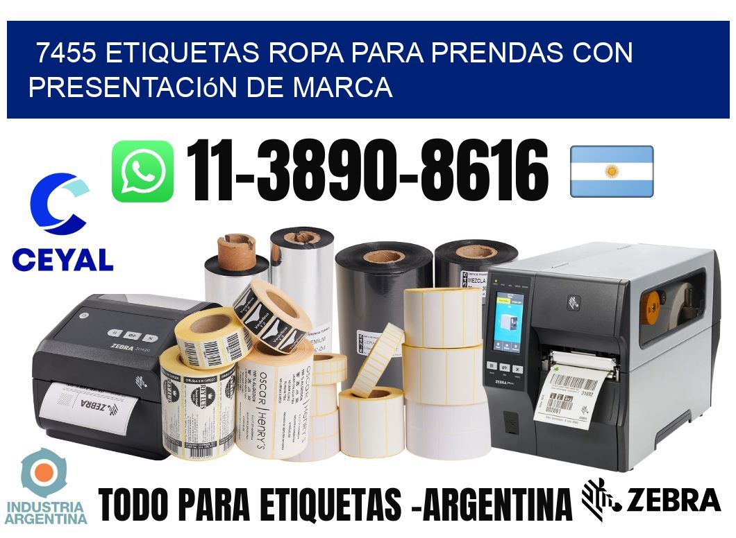 7455 Etiquetas ropa para prendas con presentación de marca