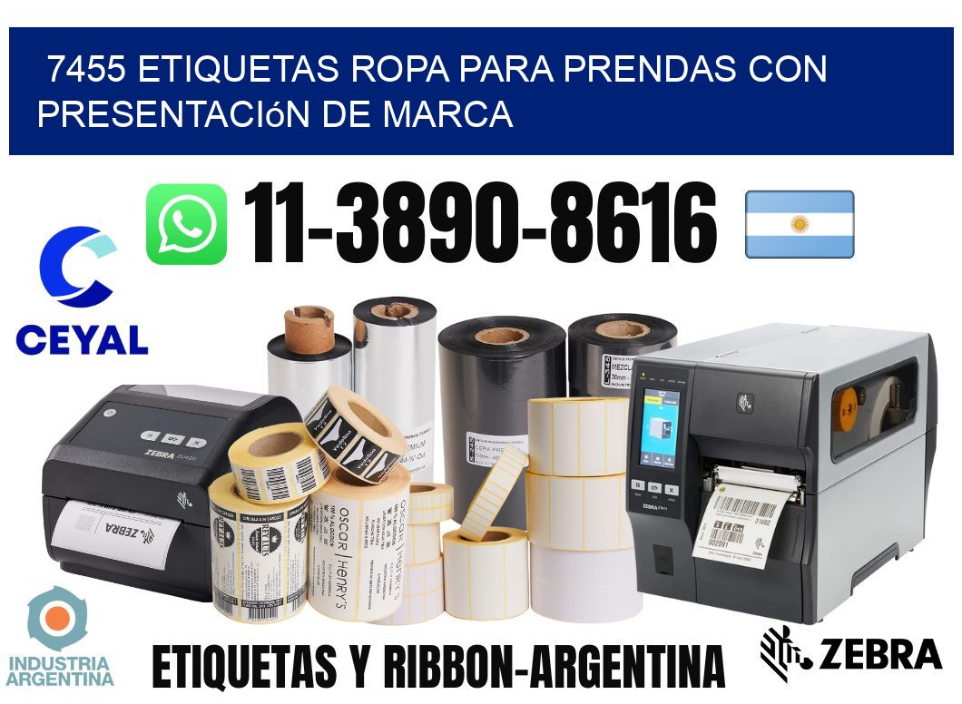 7455 Etiquetas ropa para prendas con presentación de marca