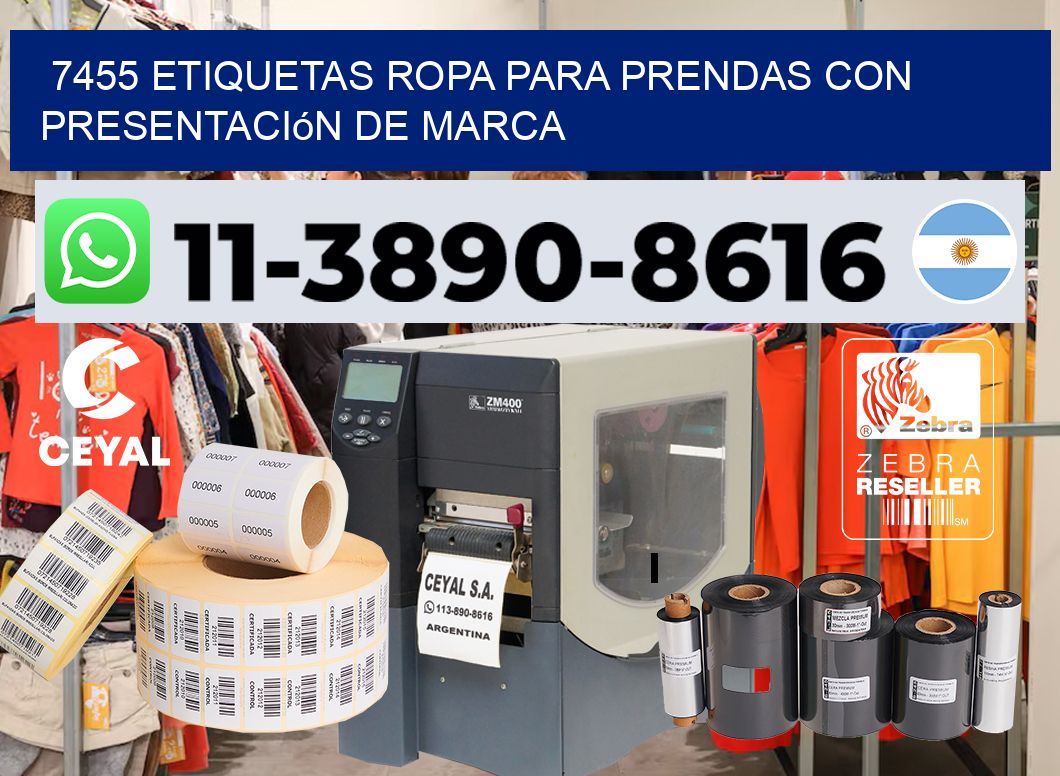 7455 Etiquetas ropa para prendas con presentación de marca