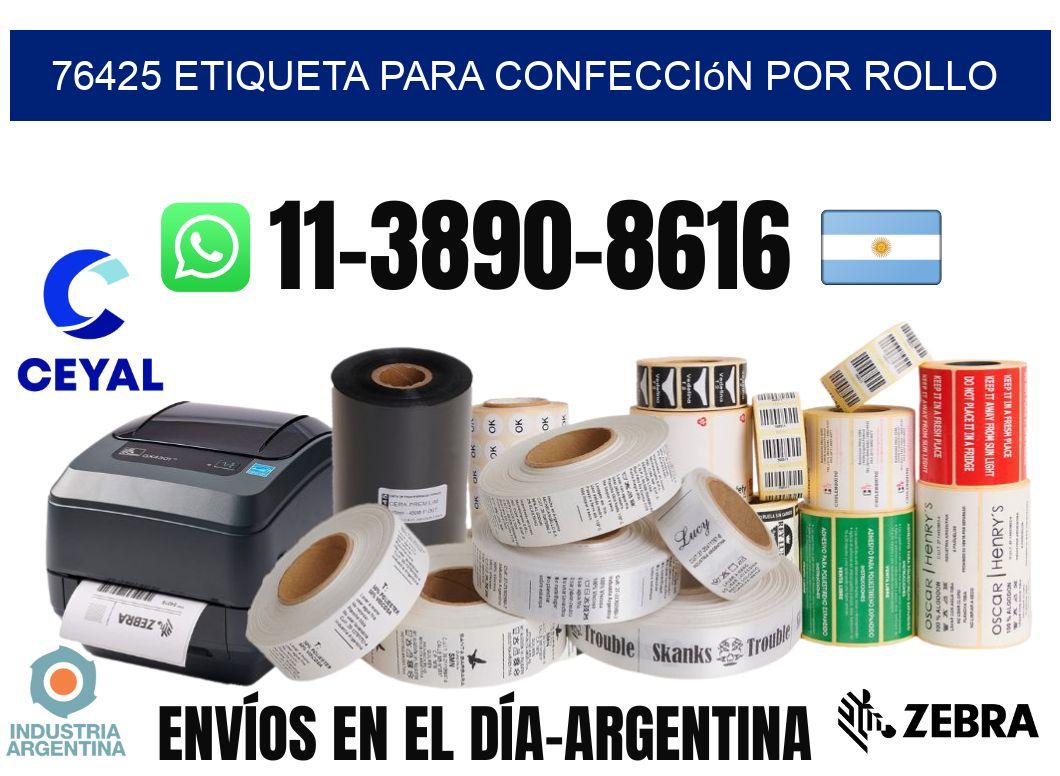 76425 etiqueta para confección por rollo