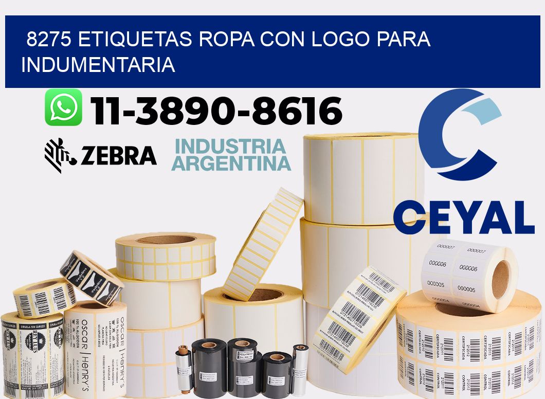 8275 Etiquetas ropa con logo para indumentaria