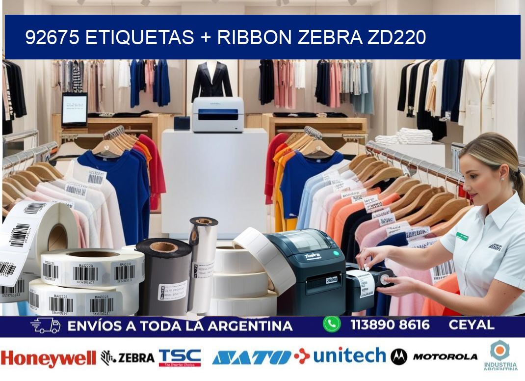92675 etiquetas + ribbon zebra zd220