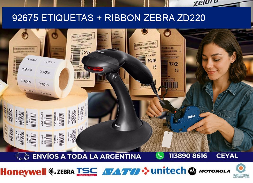 92675 etiquetas + ribbon zebra zd220