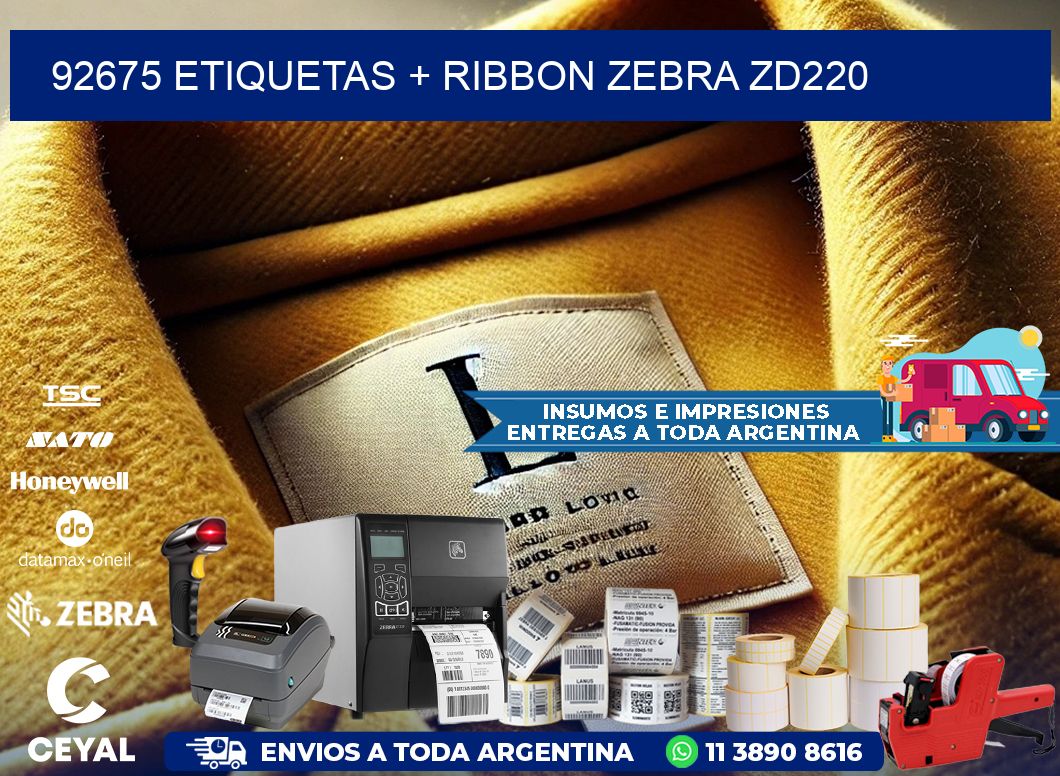 92675 etiquetas + ribbon zebra zd220