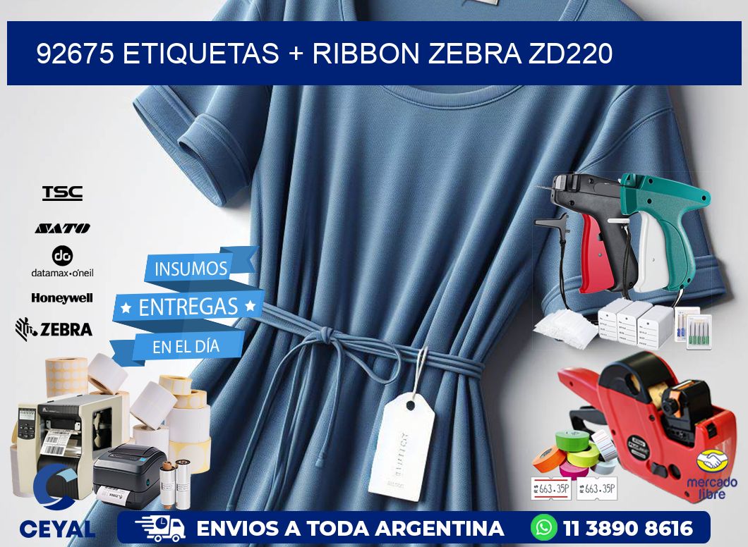 92675 etiquetas + ribbon zebra zd220