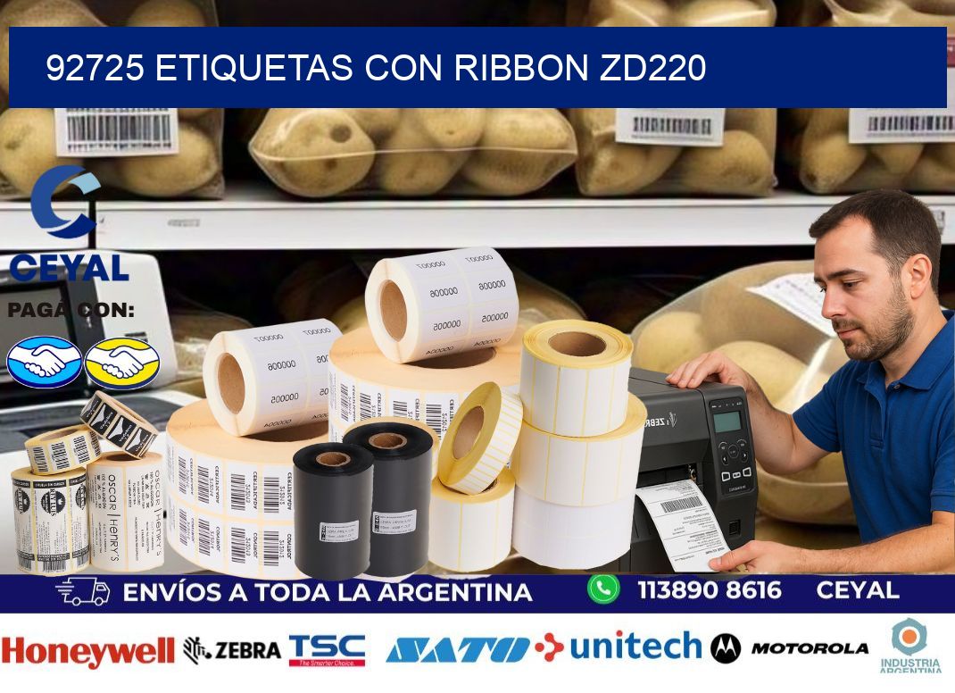 92725 etiquetas con ribbon zd220