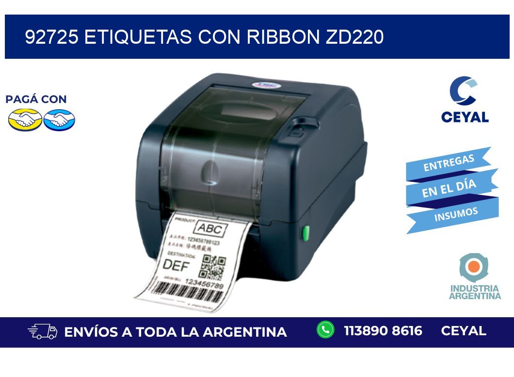 92725 etiquetas con ribbon zd220