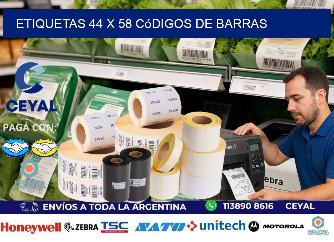 etiquetas 44 x 58 códigos de barras