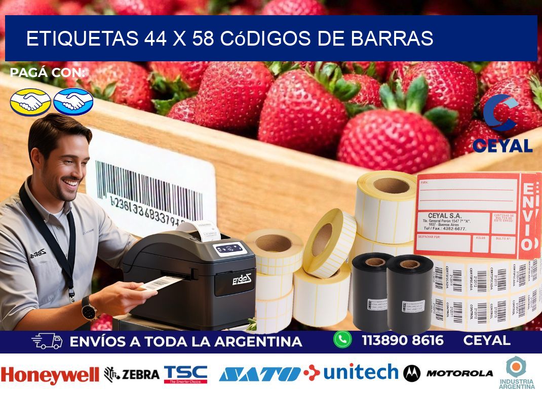 etiquetas 44 x 58 códigos de barras