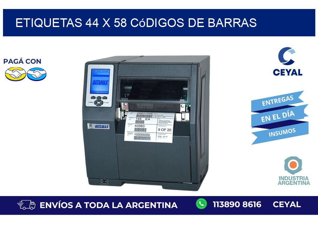 etiquetas 44 x 58 códigos de barras