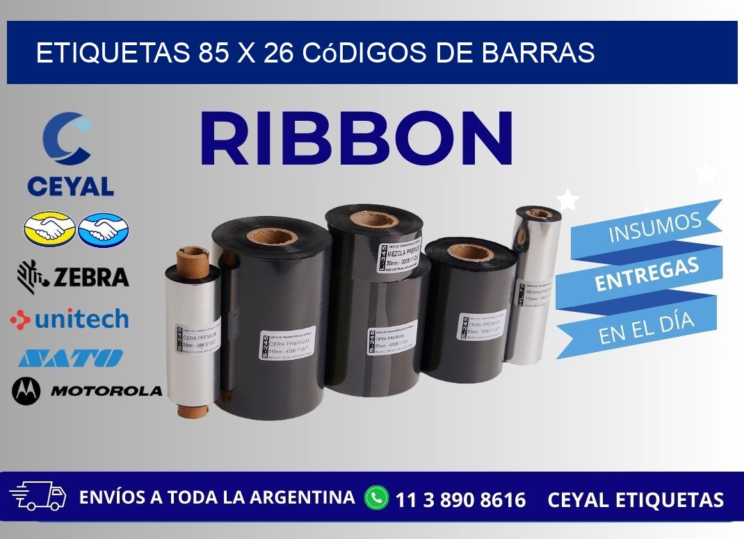 etiquetas 85 x 26 códigos de barras