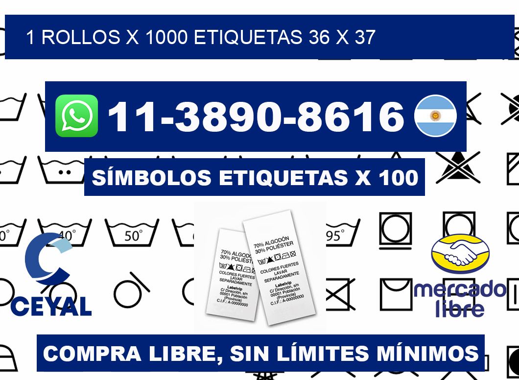 1 rollos x 1000 etiquetas 36 x 37