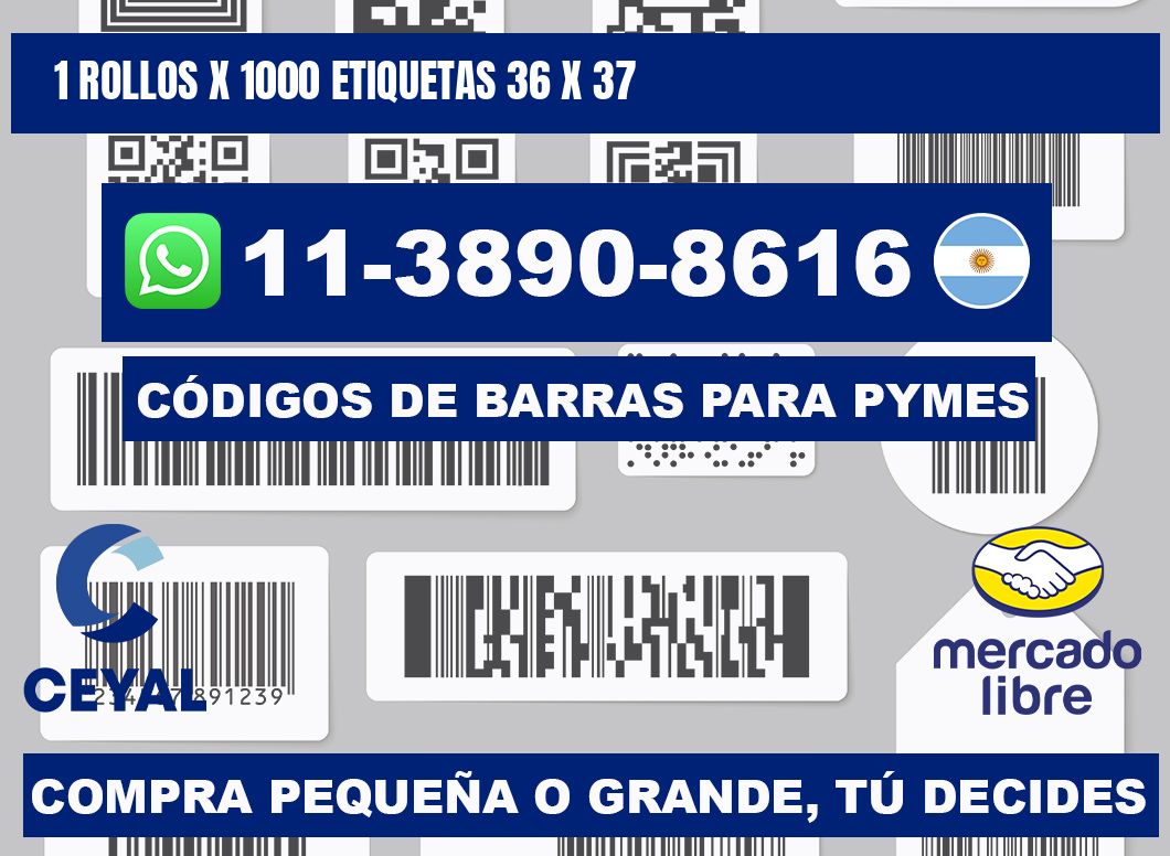 1 rollos x 1000 etiquetas 36 x 37