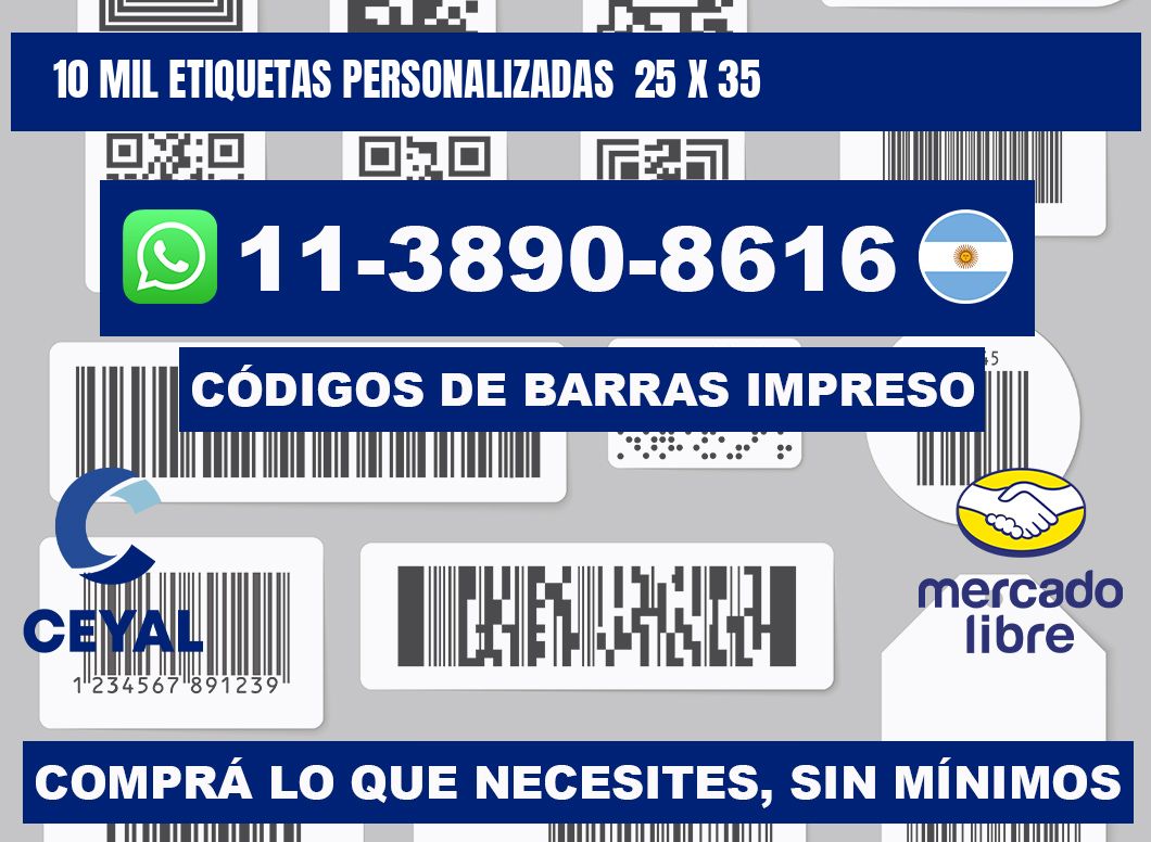 10 mil etiquetas personalizadas 25 x 35