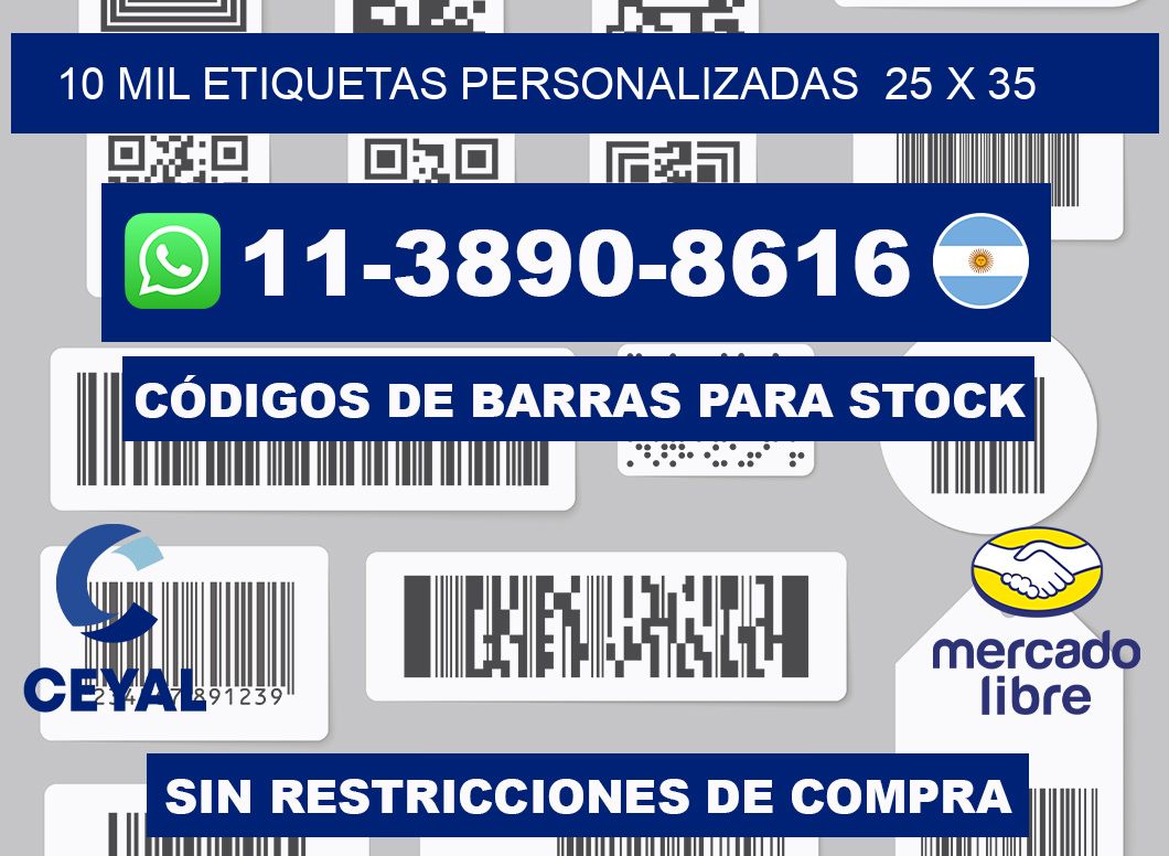 10 mil etiquetas personalizadas 25 x 35