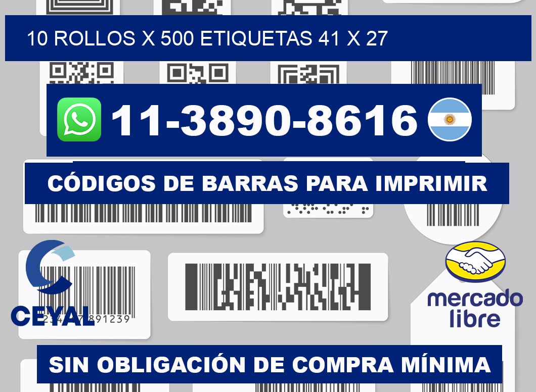 10 rollos x 500 etiquetas 41 x 27