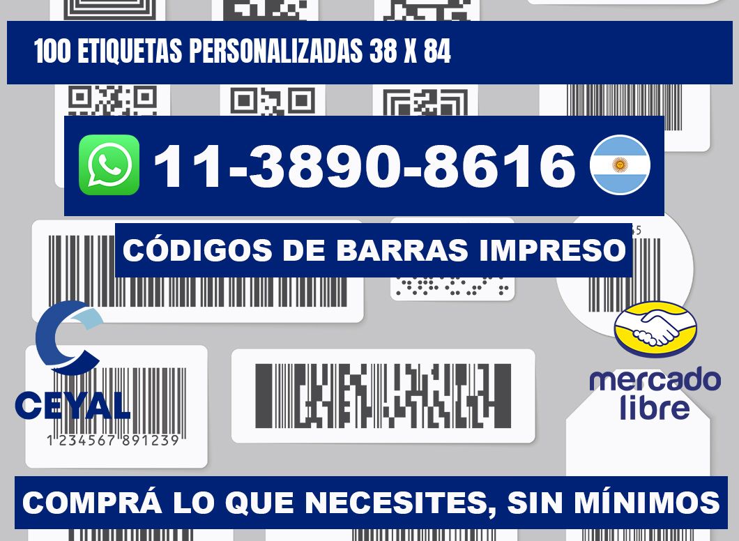 100 ETIQUETAS PERSONALIZADAS 38 x 84
