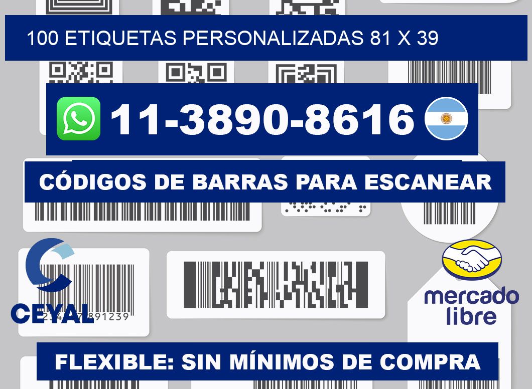 100 ETIQUETAS PERSONALIZADAS 81 x 39