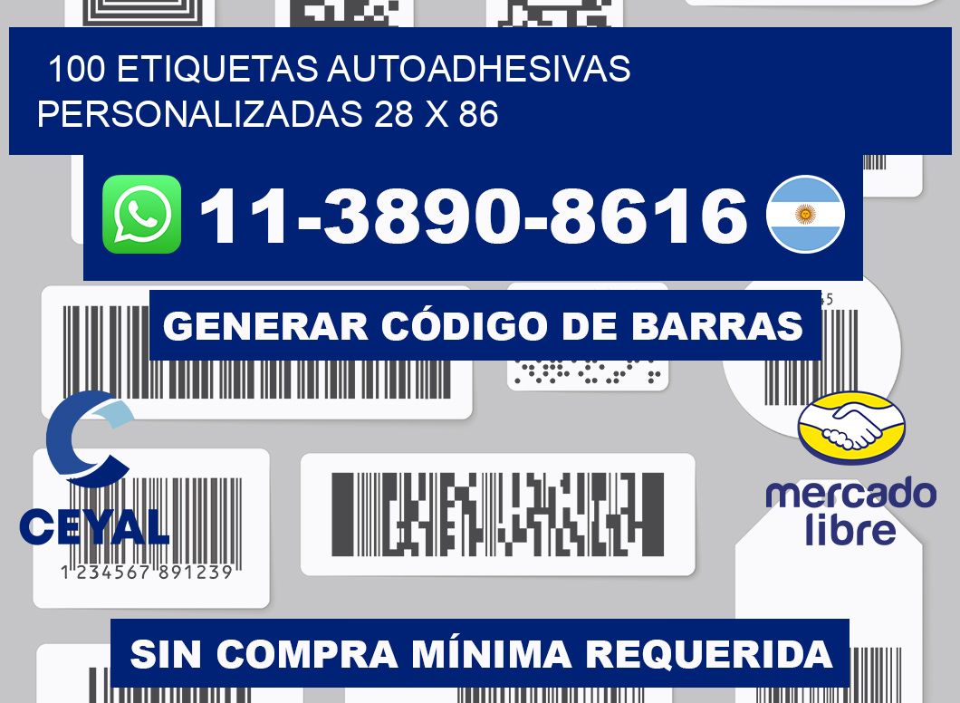 100 Etiquetas autoadhesivas personalizadas 28 x 86