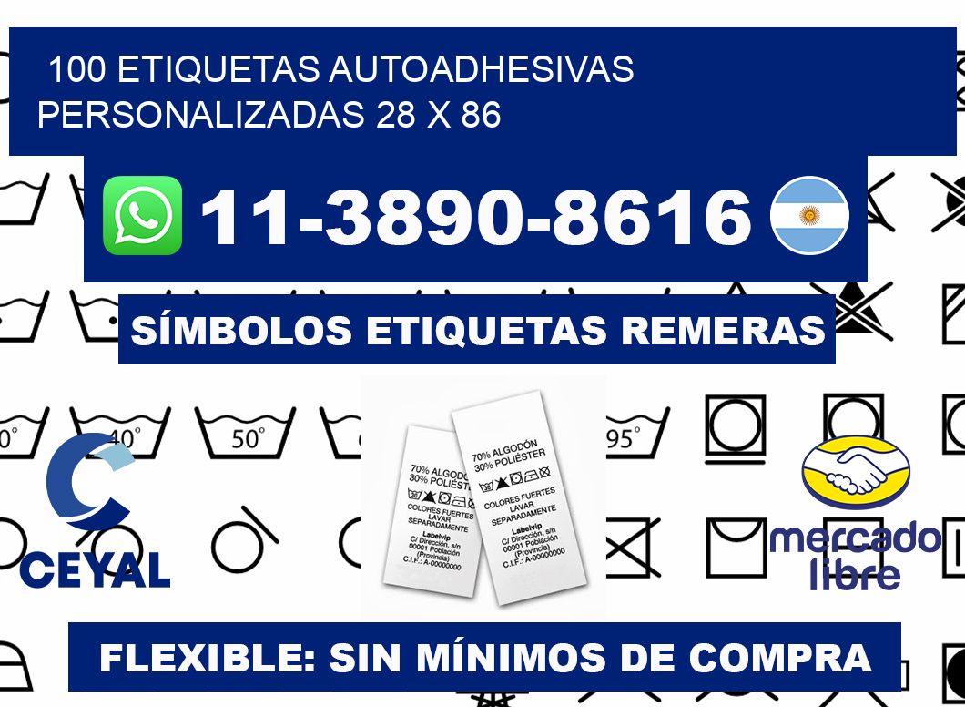100 Etiquetas autoadhesivas personalizadas 28 x 86
