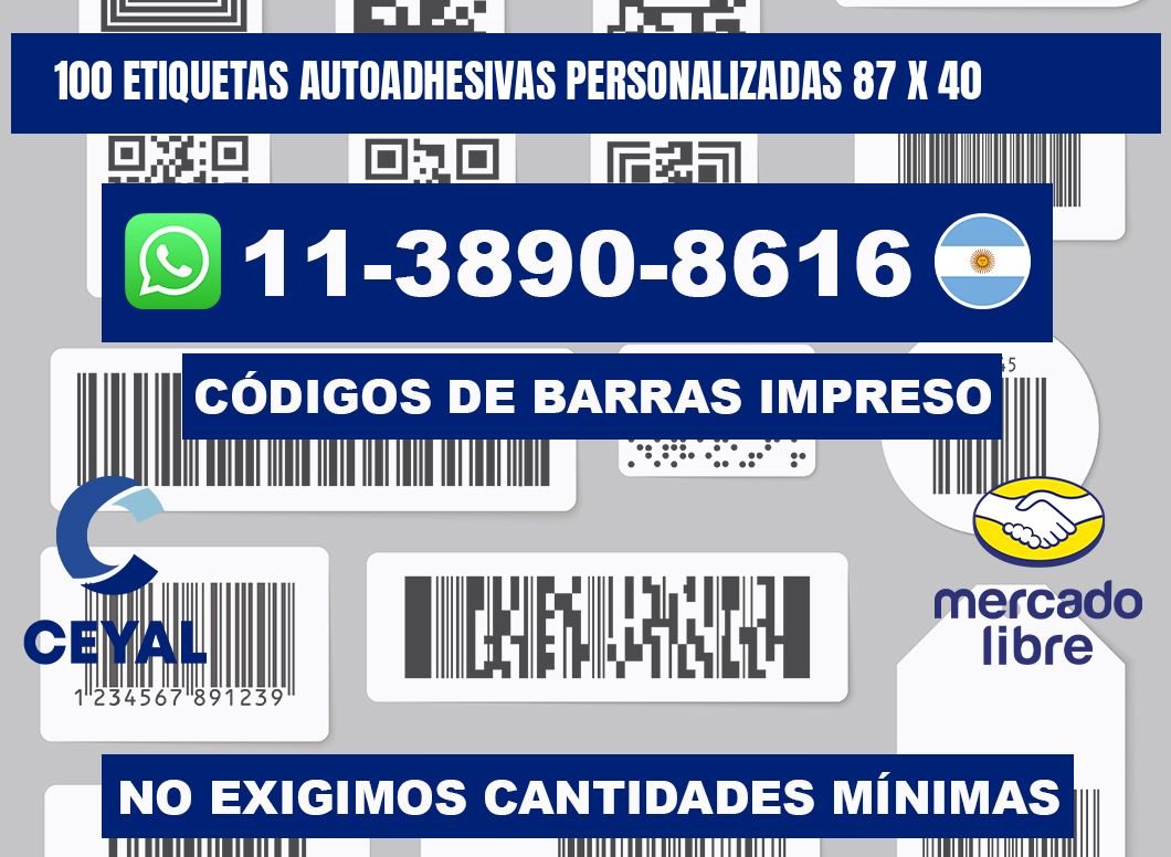 100 Etiquetas autoadhesivas personalizadas 87 x 40