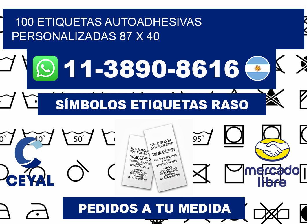 100 Etiquetas autoadhesivas personalizadas 87 x 40