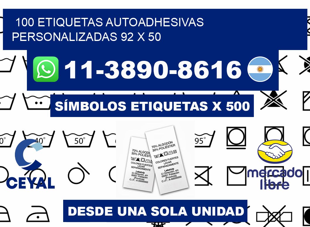 100 Etiquetas autoadhesivas personalizadas 92 x 50