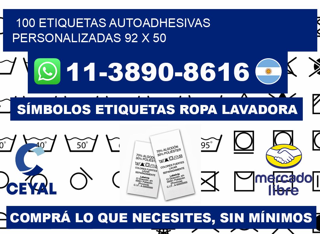 100 Etiquetas autoadhesivas personalizadas 92 x 50