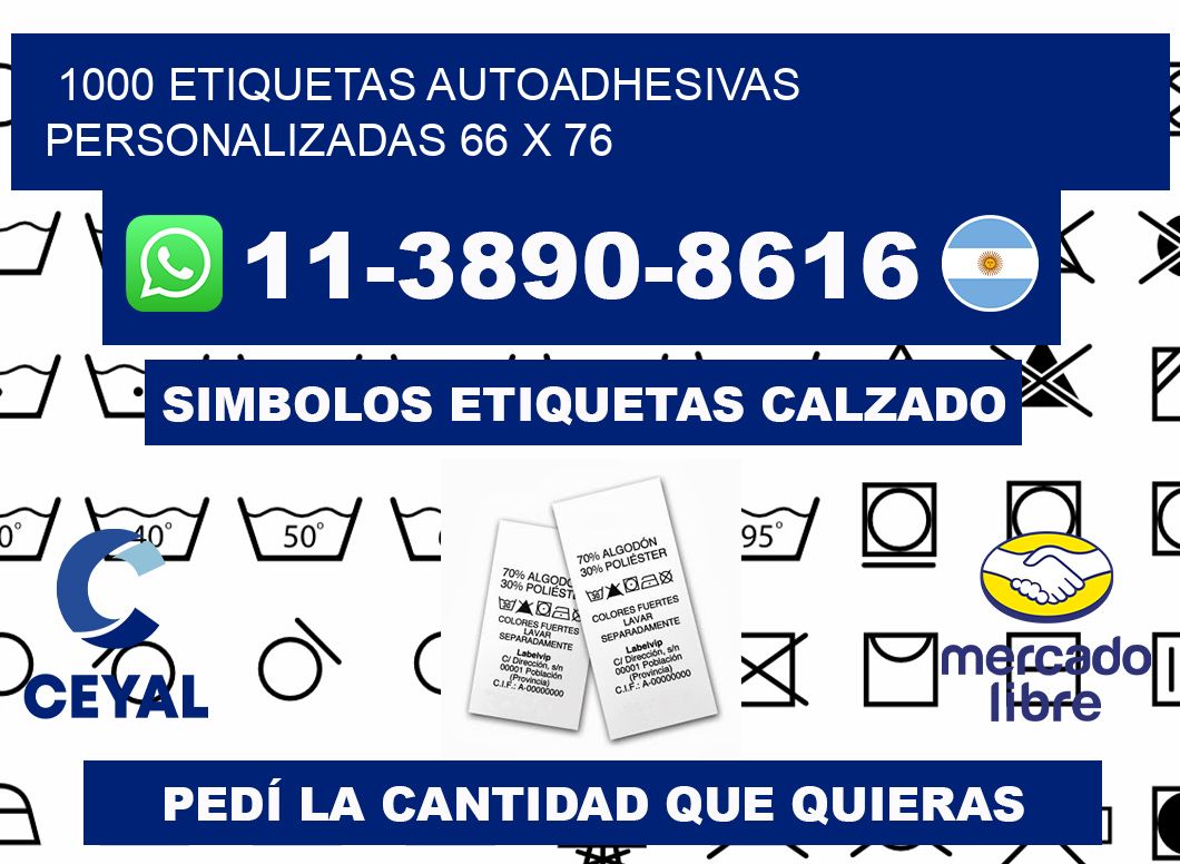 1000 Etiquetas autoadhesivas personalizadas 66 x 76