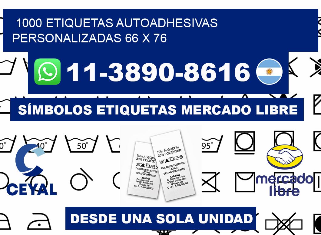 1000 Etiquetas autoadhesivas personalizadas 66 x 76