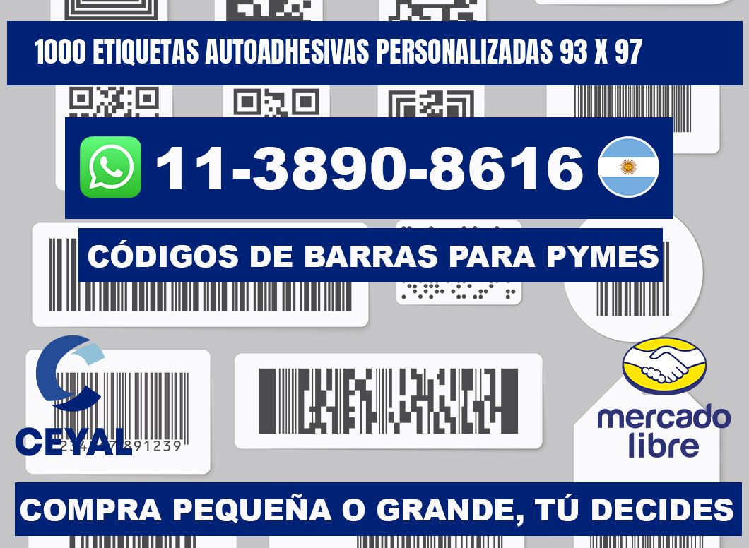 1000 Etiquetas autoadhesivas personalizadas 93 x 97