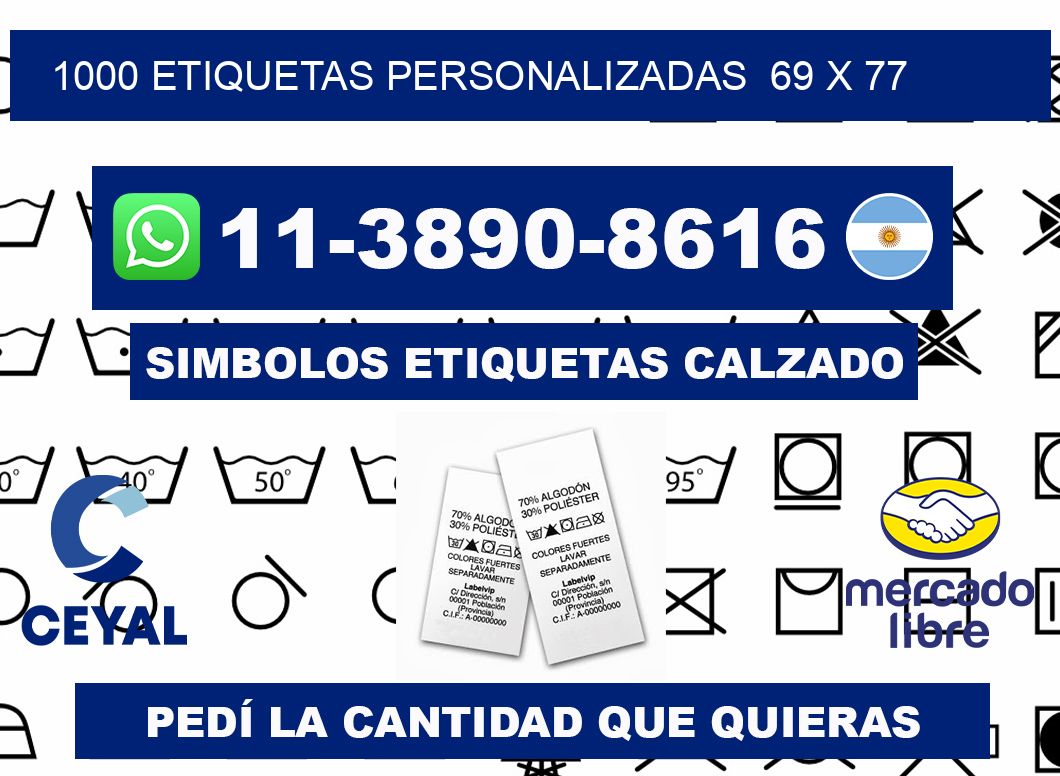 1000 etiquetas personalizadas  69 x 77