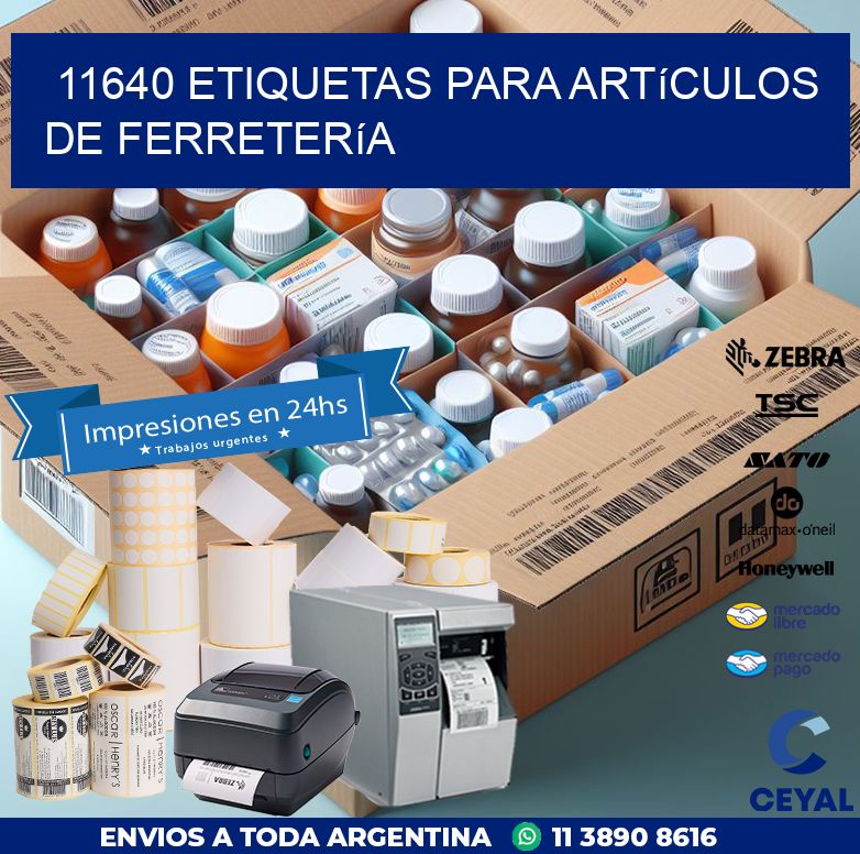 11640 Etiquetas para artículos de ferretería