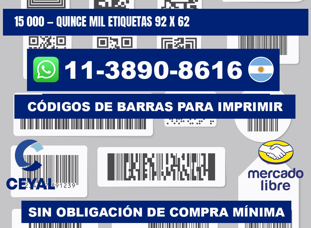 15 000 — quince mil etiquetas 92 x 62