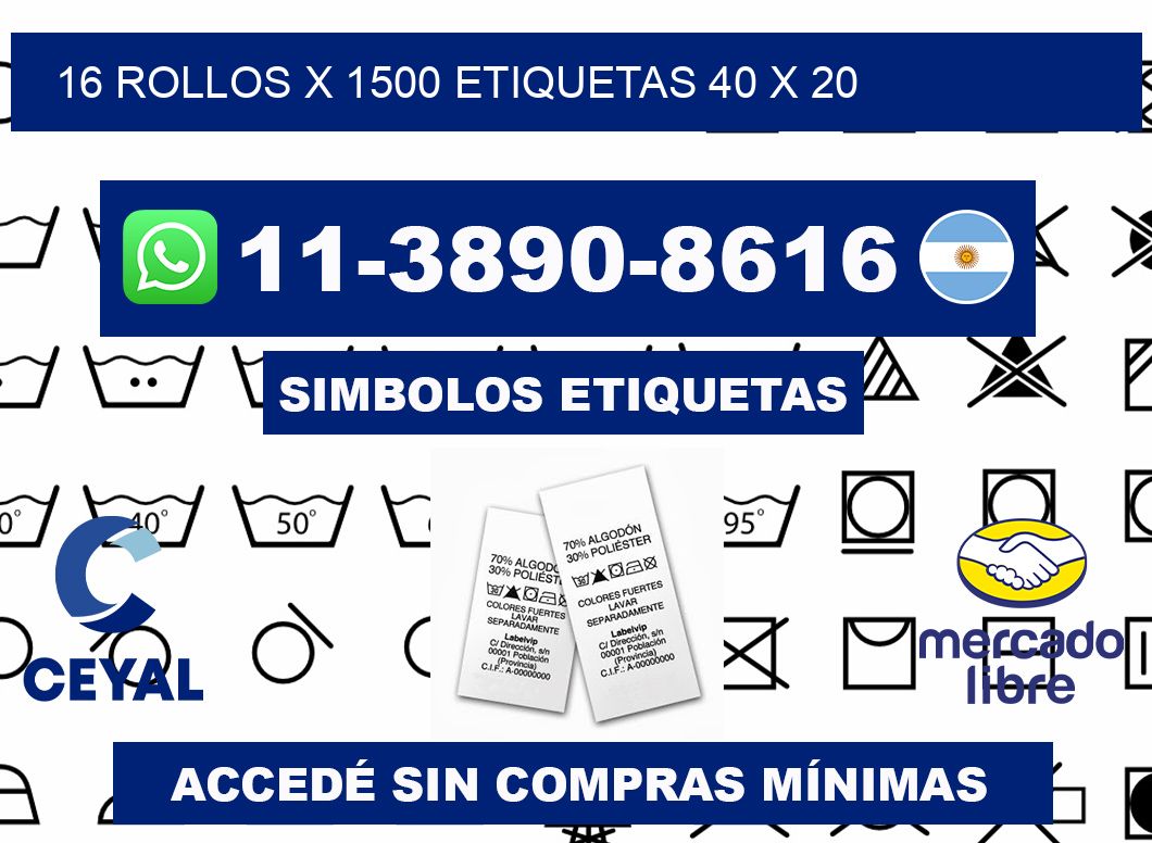 16 rollos x 1500 etiquetas 40 x 20