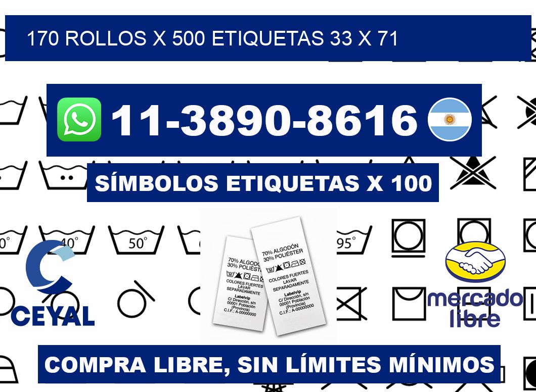 170 rollos x 500 etiquetas 33 x 71