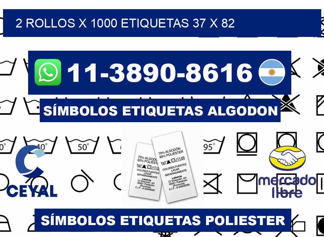 2 rollos x 1000 etiquetas 37 x 82