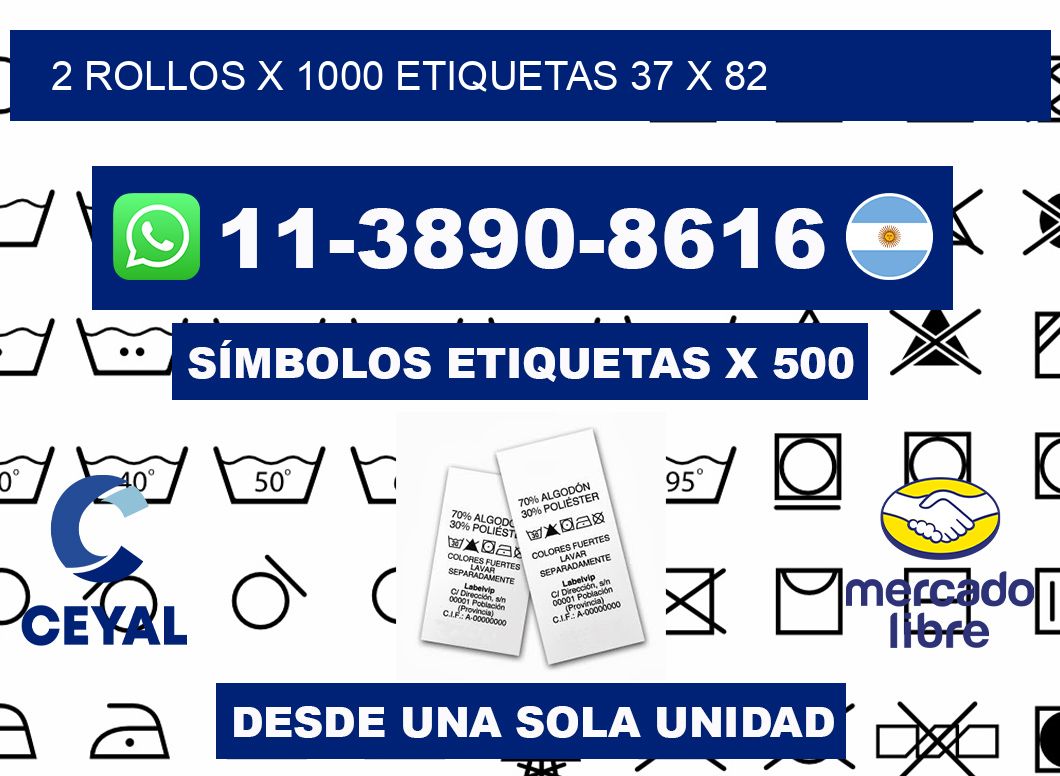 2 rollos x 1000 etiquetas 37 x 82
