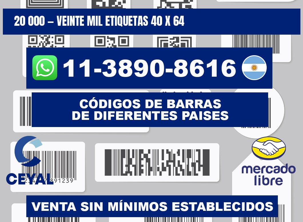 20 000 — veinte mil etiquetas 40 x 64