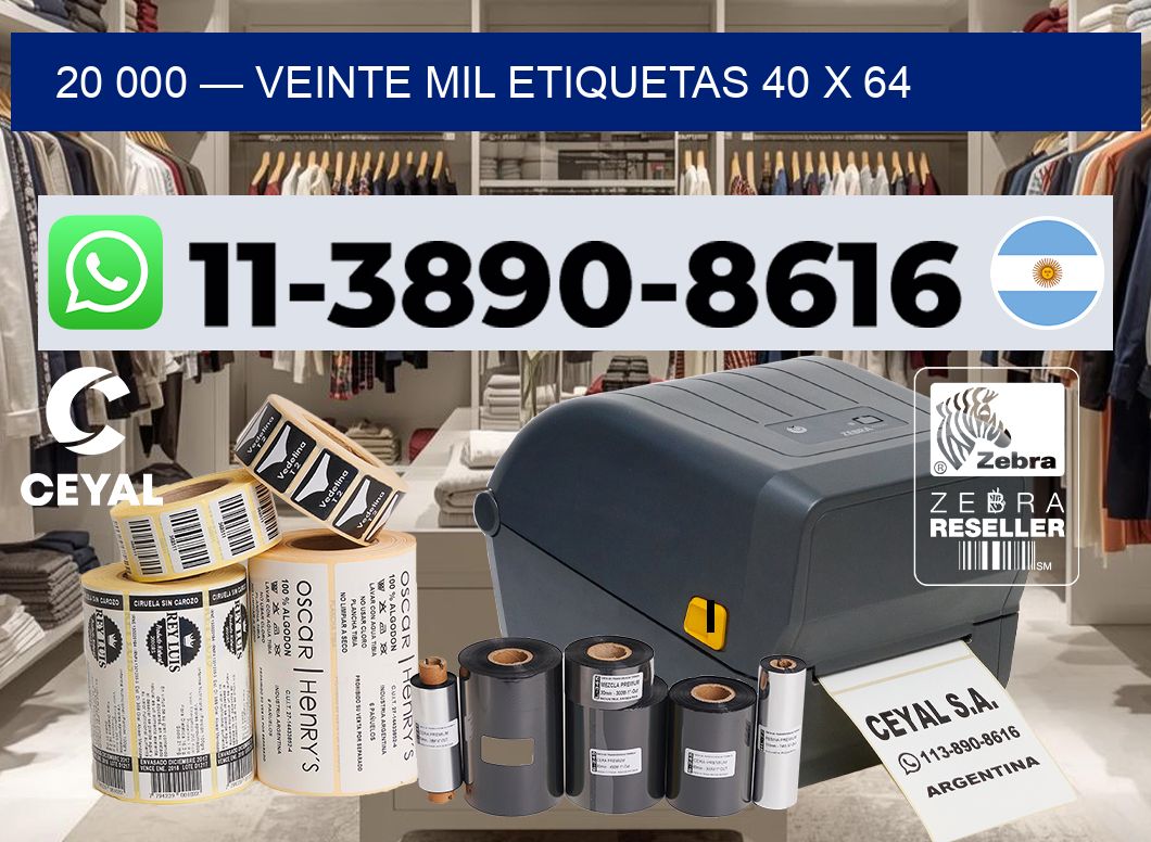 20 000 — veinte mil etiquetas 40 x 64